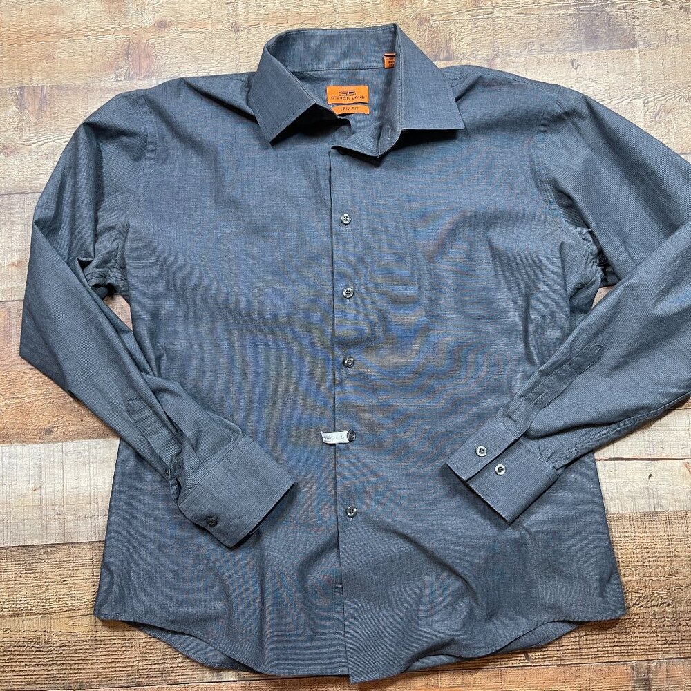 Steven Land Gray Wrinkle & Shrink Free Dress Shirt size 16.5 (34/35)